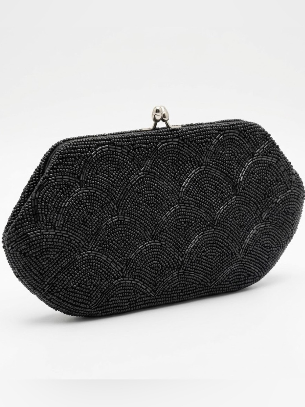 Vintage Sharonee Black Seed Beaded Clutch: Handmade Evening Bag , made in Japan